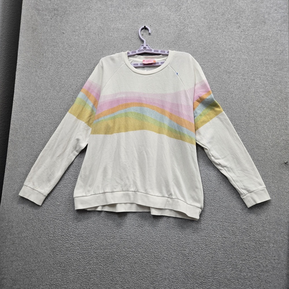 Show Me Your Mumu X Barbie Women Sweatshirt XL White Striped Rainbow Surf Shack
